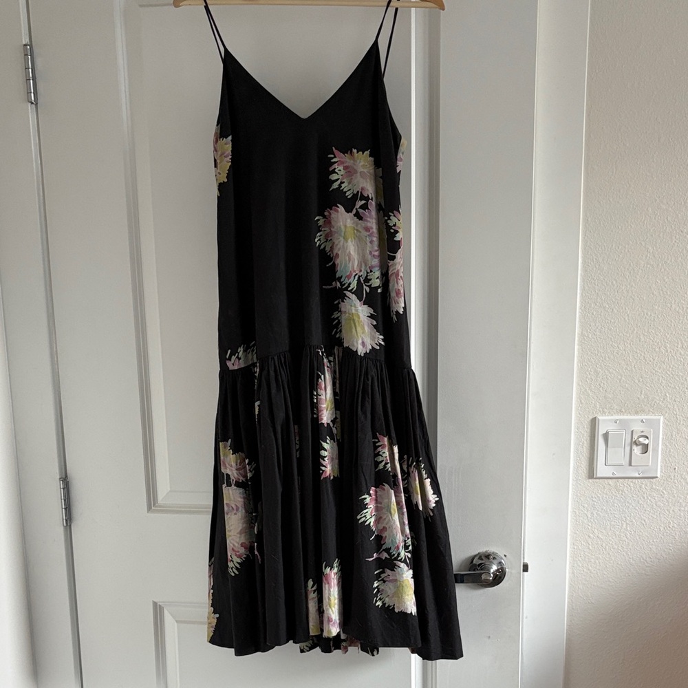 Spring 2013 Dries Van Noten Floral Black Midi Slip Dress